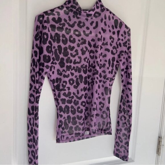 LOVERS  FRIENDS Lauryn top animal print mesh purple leopard size XXS - Picture 3 of 8